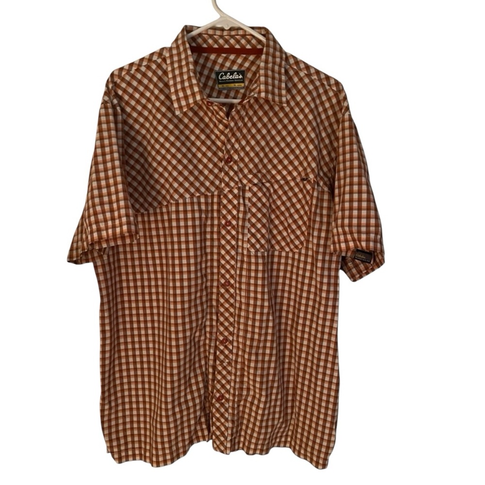 Cabela’s•GuideWear Nylon Short Sleeve Button Down Checkered Shirt
